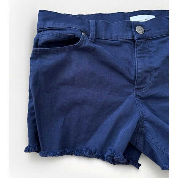 Loft Navy Blue Frayed Hem Lightweight Denim Chino Shorts Size 6 28 - Picture 2 of 5